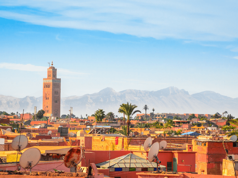Panoramic View of Marrakesh and old medina, Morocco