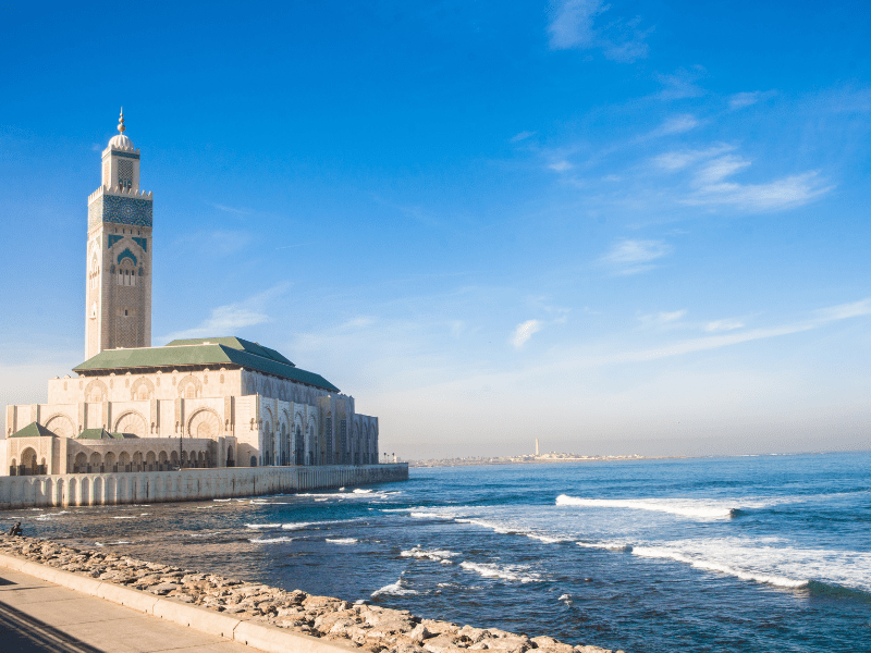 Mosque by the sea at Casablanca Morocco